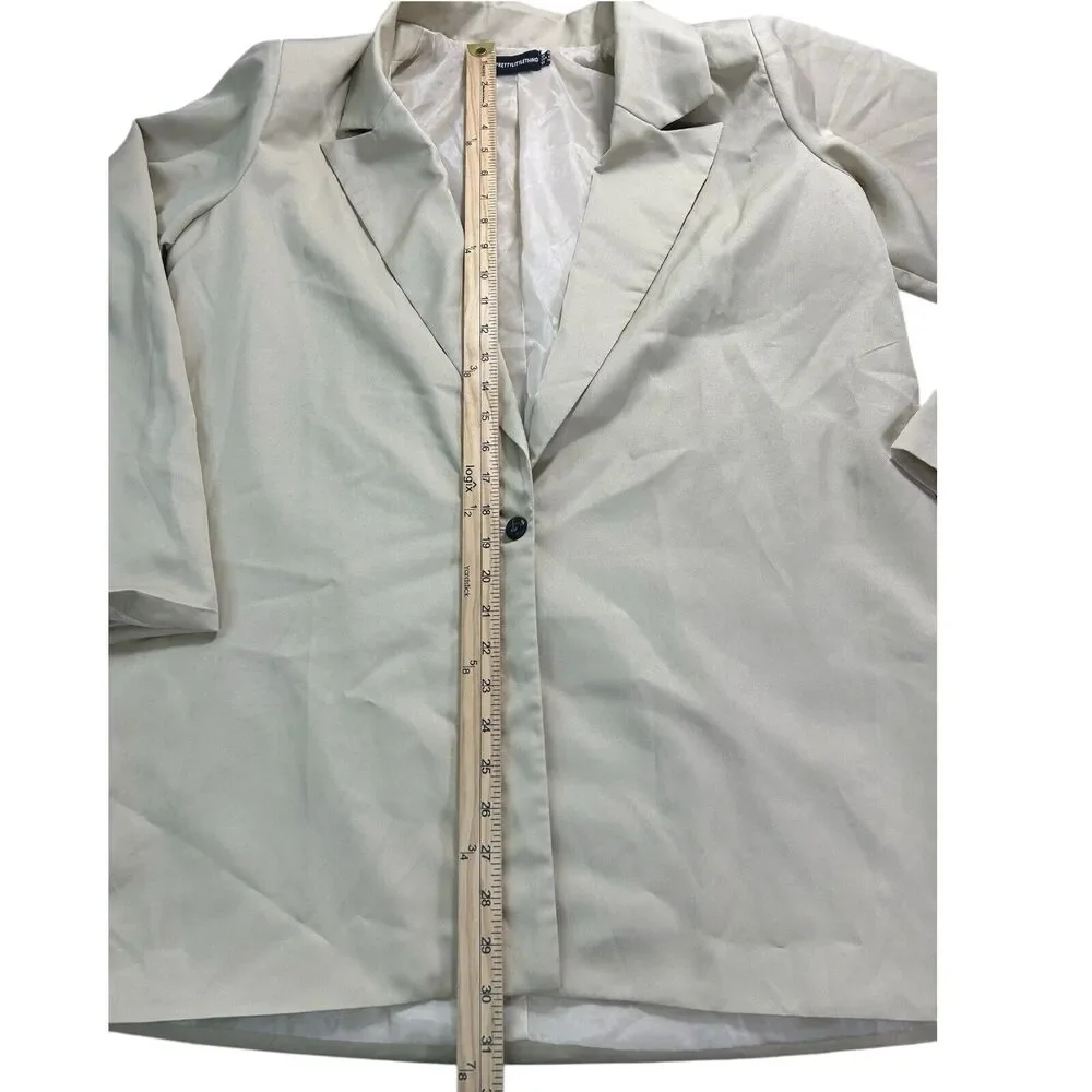 PrettyLittleThing Cream Longline Blazer Jacket UK10 US6 EU38 Single Button - Picture 6 of 10